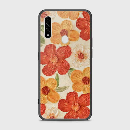 Oppo A31 Cover - Floral Series - Design 6 - Red & Orange - HQ Ultra Shine Premium Infinity Glass Soft Silicon Borders Case
