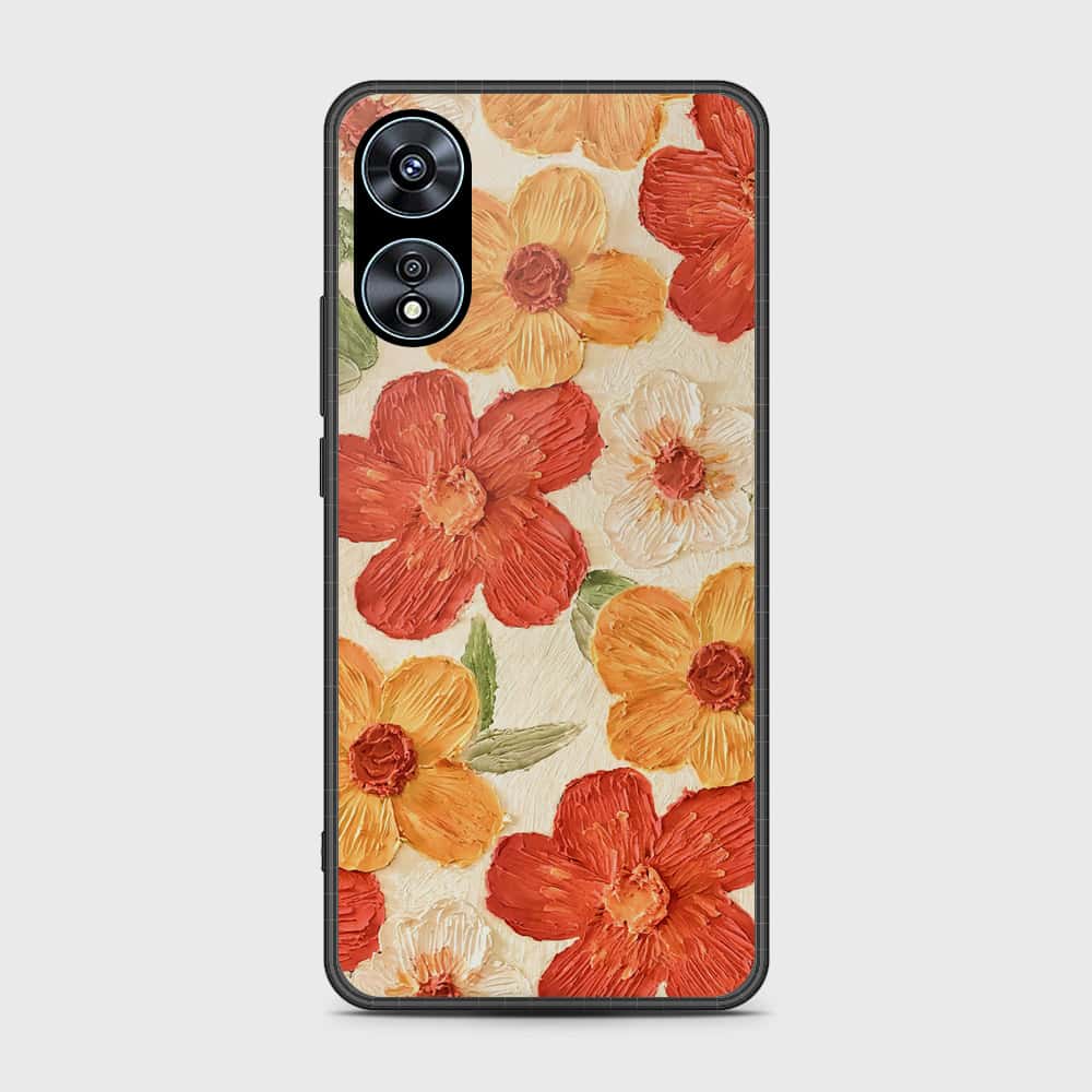 Oppo A78 4G Cover - Floral Series - Design 6 - Red & Orange - HQ Ultra Shine Premium Infinity Glass Soft Silicon Borders Case