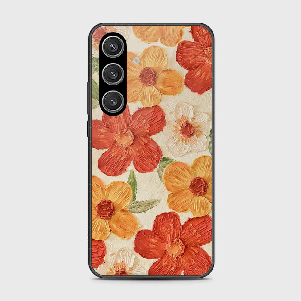 Samsung Galaxy S25 FE Cover - Floral Series - Design 6 - Red & Orange - HQ Ultra Shine Premium Infinity Glass Soft Silicon Borders Case