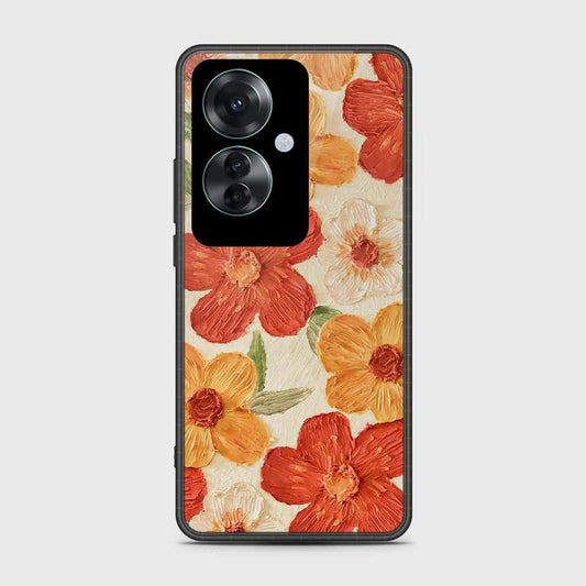 Oppo Reno 11F 5G Cover - Floral Series - Design 6 - Red & Orange - HQ Ultra Shine Premium Infinity Glass Soft Silicon Borders Case