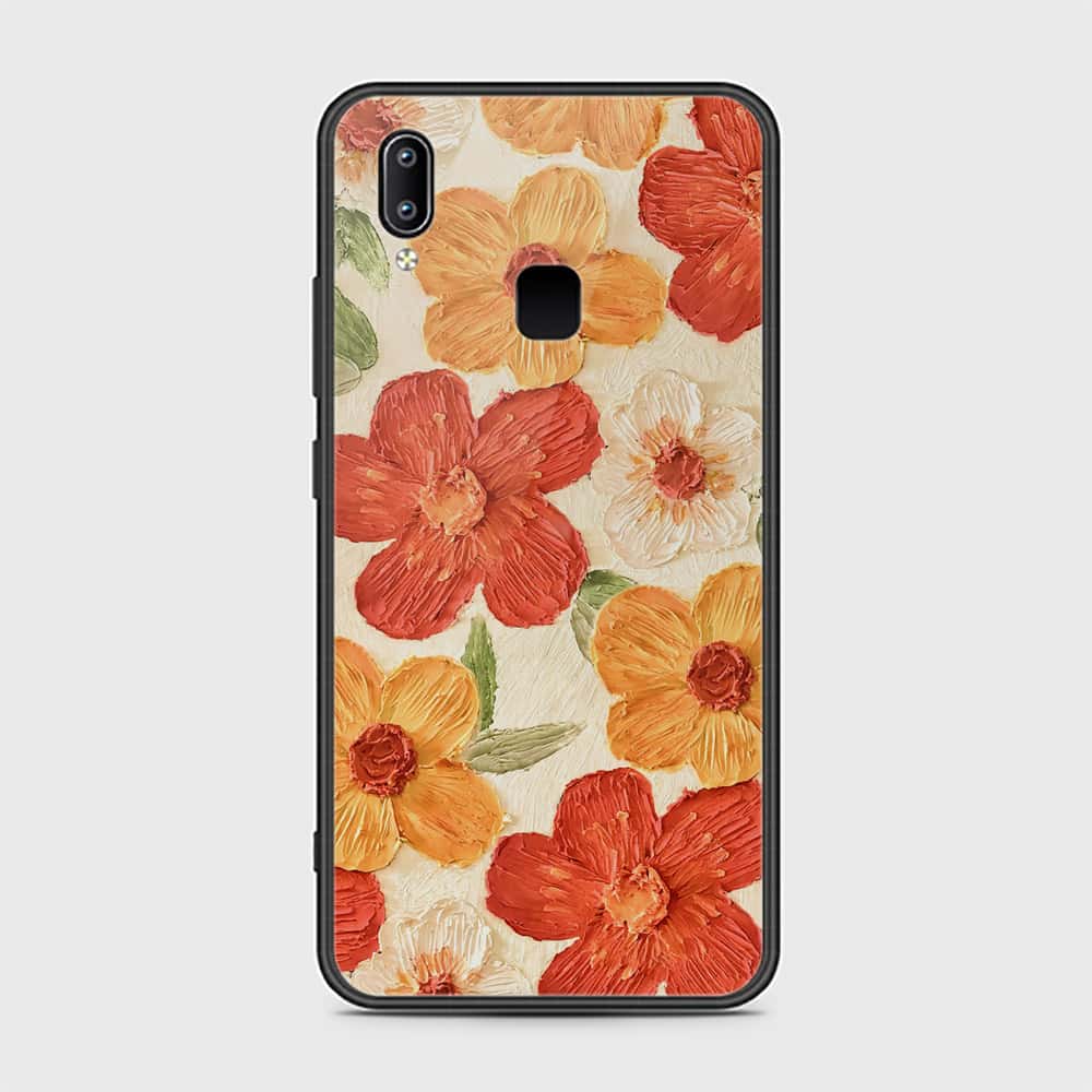 Vivo Y85 Cover - Floral Series - Design 6 - Red & Orange - HQ Ultra Shine Premium Infinity Glass Soft Silicon Borders Case