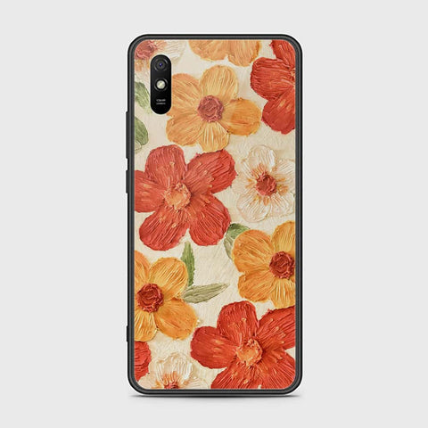 Xiaomi Redmi 9A Cover - Floral Series - Design 6 - Red & Orange - HQ Ultra Shine Premium Infinity Glass Soft Silicon Borders Case