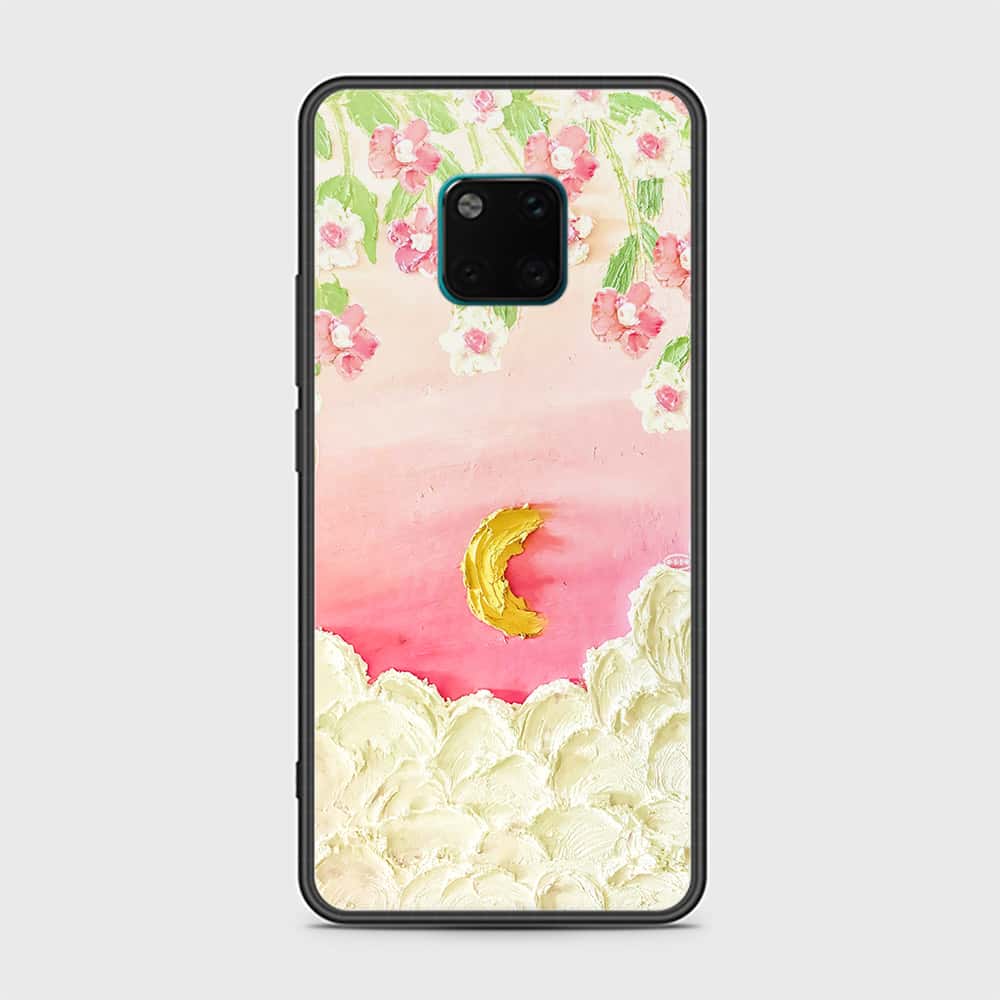 Huawei Mate 20 Pro Cover - Floral Series - Design 7 - Pink & Yellow - HQ Ultra Shine Premium Infinity Glass Soft Silicon Borders Case