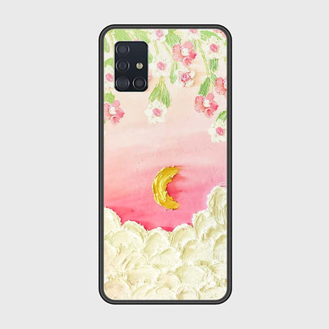 Samsung Galaxy A51 Cover - Floral Series - Design 7 - Pink & Yellow - HQ Ultra Shine Premium Infinity Glass Soft Silicon Borders Case (Fast Delivery)(FS)