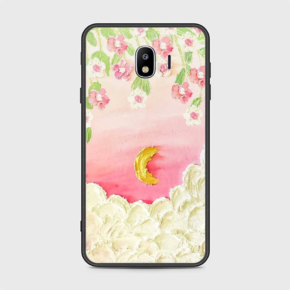 Samsung Galaxy J4 Cover - Floral Series - Design 7 - Pink & Yellow - HQ Ultra Shine Premium Infinity Glass Soft Silicon Borders Case