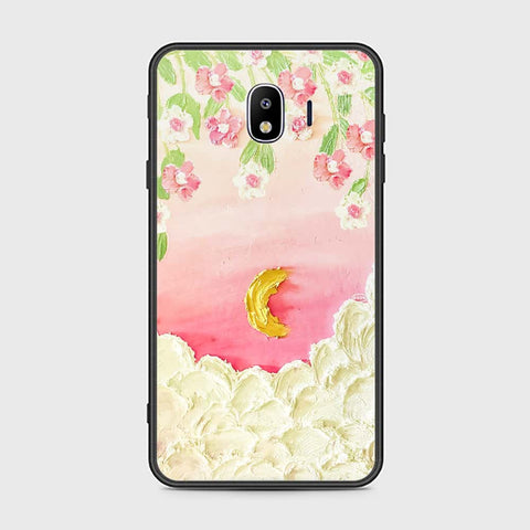 Samsung Galaxy J4 Cover - Floral Series - Design 7 - Pink & Yellow - HQ Ultra Shine Premium Infinity Glass Soft Silicon Borders Case
