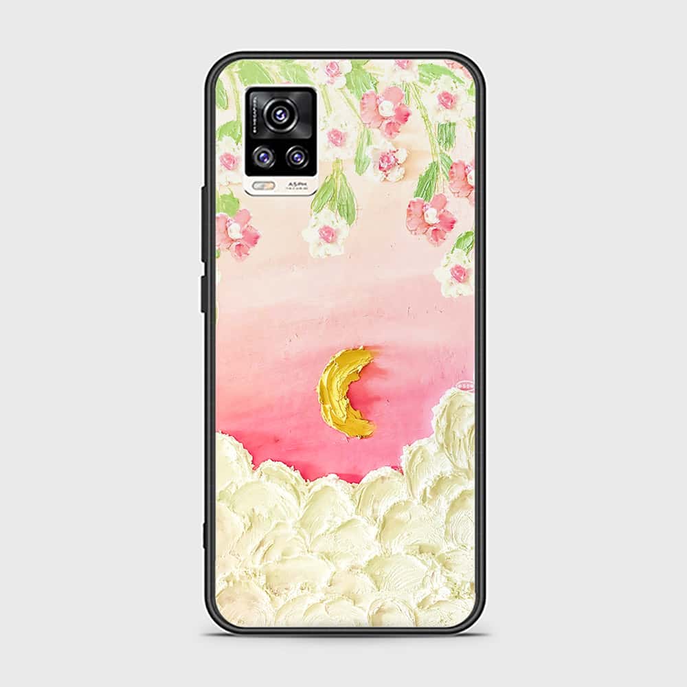 Vivo V20 Cover - Floral Series - Design 7 - Pink & Yellow - HQ Ultra Shine Premium Infinity Glass Soft Silicon Borders Case