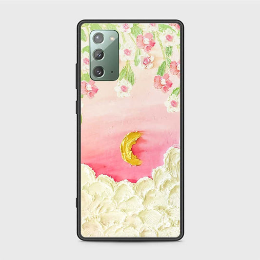 Samsung Galaxy Note 20 Cover - Floral Series - Design 7 - Pink & Yellow - HQ Ultra Shine Premium Infinity Glass Soft Silicon Borders Case