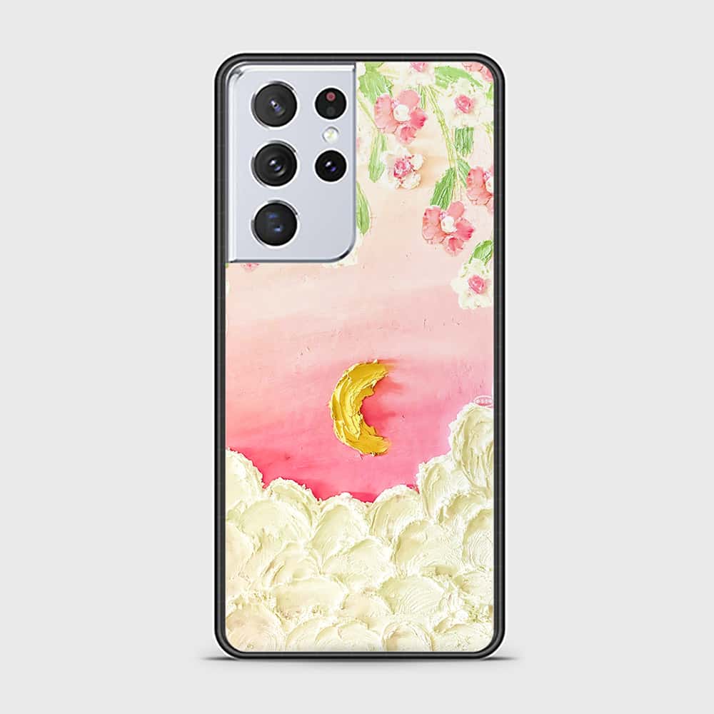 Samsung Galaxy S21 Ultra 5G Cover - Floral Series - Design 7 - Pink & Yellow - HQ Ultra Shine Premium Infinity Glass Soft Silicon Borders Case