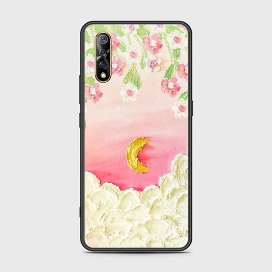 Vivo S1 Cover - Floral Series - Design 7 - Pink & Yellow - HQ Ultra Shine Premium Infinity Glass Soft Silicon Borders Case