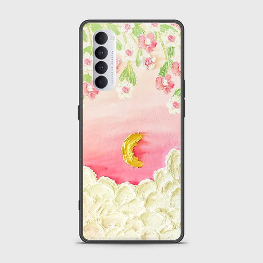 Oppo Reno 4 Pro Cover - Floral Series - Design 7 - Pink & Yellow - HQ Ultra Shine Premium Infinity Glass Soft Silicon Borders Case