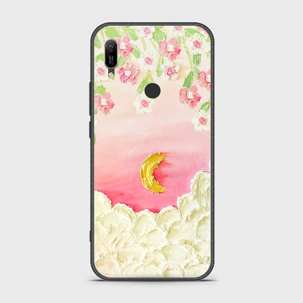 Huawei Y6 Prime 2019 Cover - Floral Series - Design 7 - Pink & Yellow - HQ Ultra Shine Premium Infinity Glass Soft Silicon Borders Case