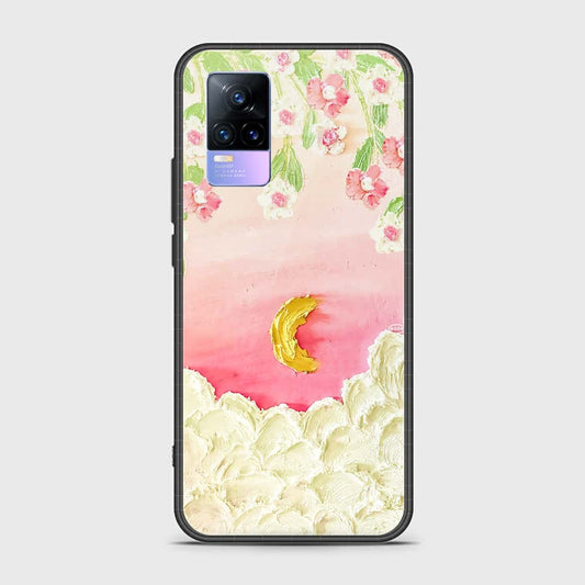 Vivo V21e Cover - Floral Series - Design 7 - Pink & Yellow - HQ Ultra Shine Premium Infinity Glass Soft Silicon Borders Case