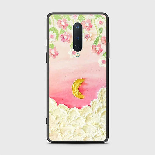 OnePlus 8 Cover - Floral Series - Design 7 - Pink & Yellow - HQ Ultra Shine Premium Infinity Glass Soft Silicon Borders Case