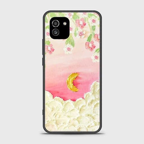 Samsung Galaxy A03 Cover - Floral Series - Design 7 - Pink & Yellow - HQ Ultra Shine Premium Infinity Glass Soft Silicon Borders Case