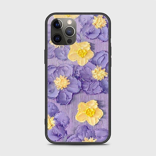 iPhone 12 Pro Max Cover - Floral Series - Design 8 - Pink & Yellow - HQ Ultra Shine Premium Infinity Glass Soft Silicon Borders Case
