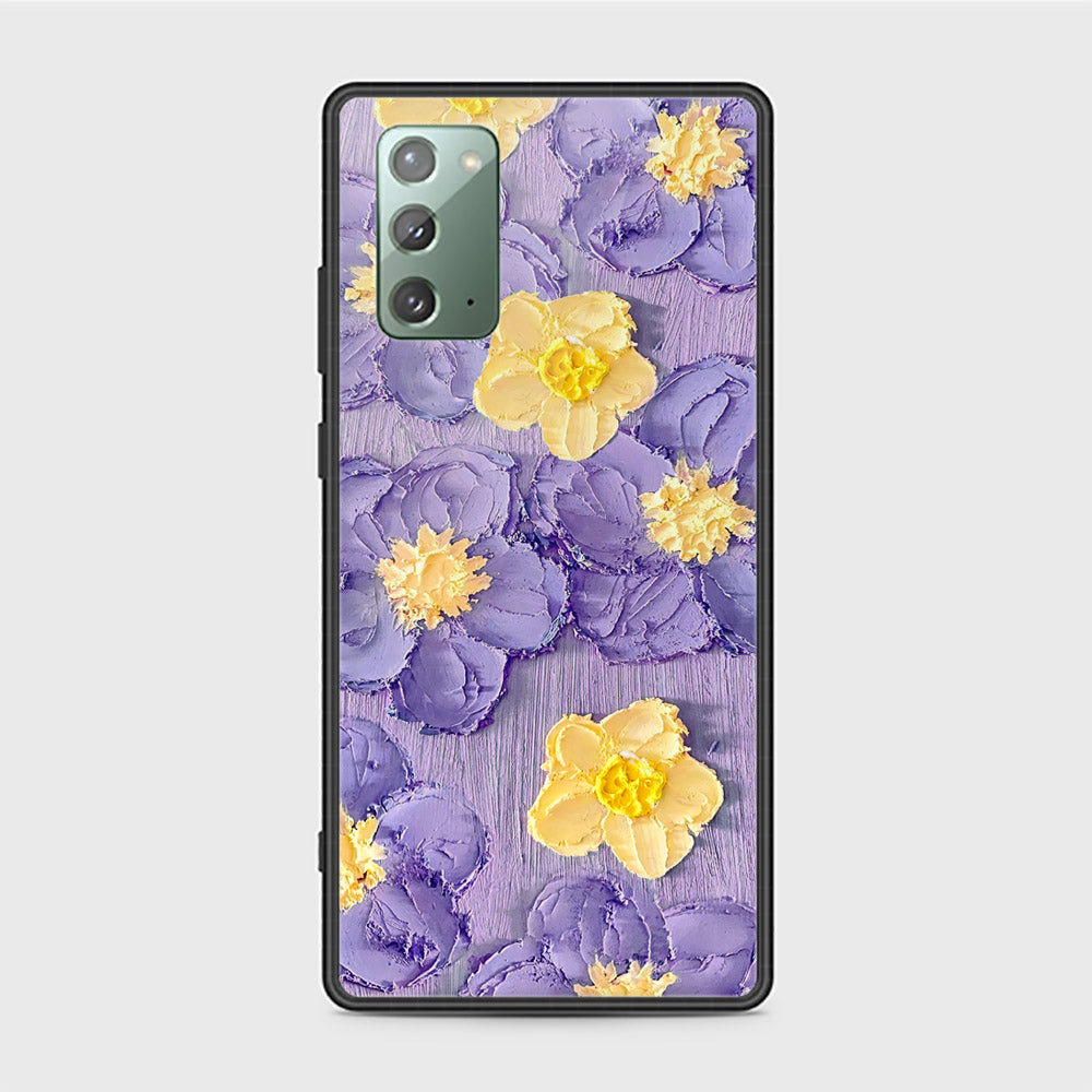 Samsung Galaxy Note 20 Cover - Floral Series - Design 8 - Pink & Yellow - HQ Ultra Shine Premium Infinity Glass Soft Silicon Borders Case