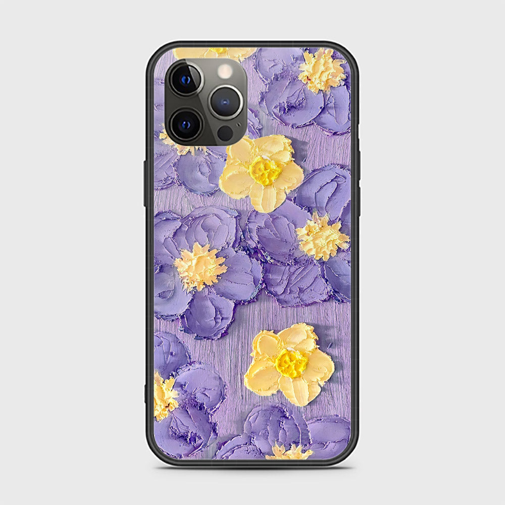 iPhone 12 Pro Cover - Floral Series - Design 8 - Pink & Yellow - HQ Ultra Shine Premium Infinity Glass Soft Silicon Borders Case