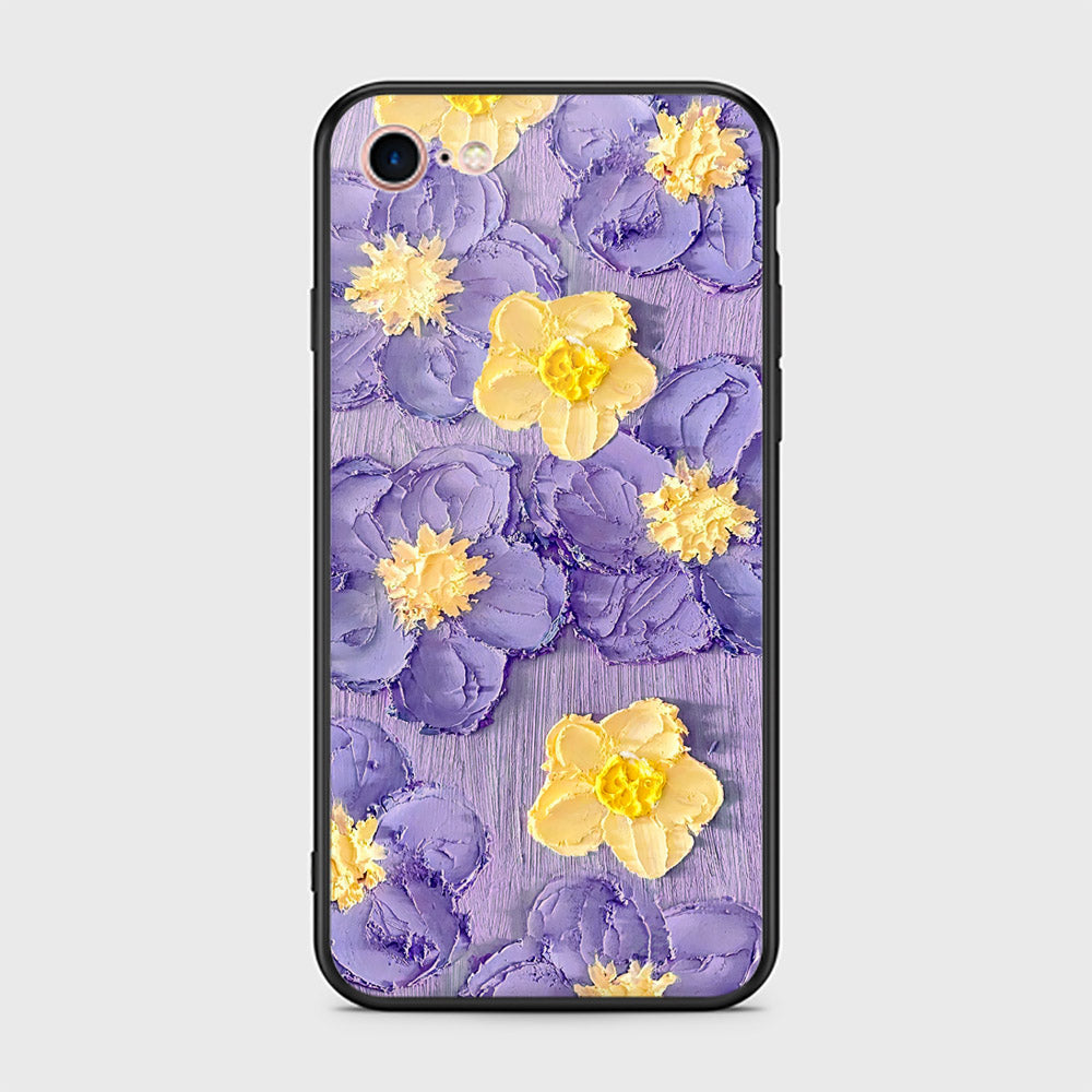 iPhone 8 / 7 Cover - Floral Series - Design 8 - Pink & Yellow - HQ Ultra Shine Premium Infinity Glass Soft Silicon Borders Case