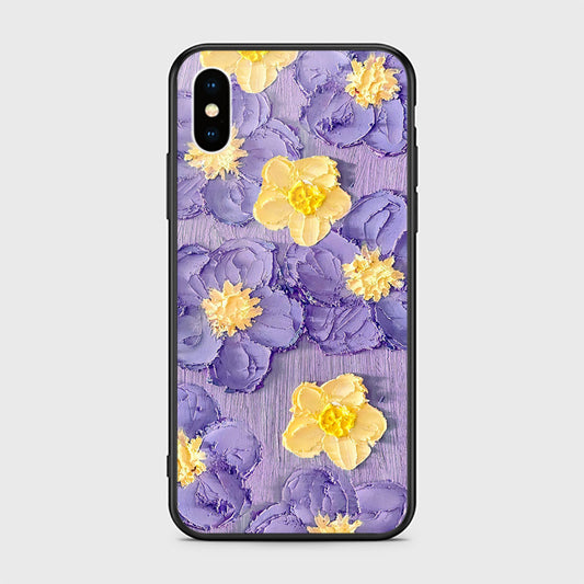 iPhone XS / X Cover - Floral Series - Design 8 - Pink & Yellow - HQ Ultra Shine Premium Infinity Glass Soft Silicon Borders Case
