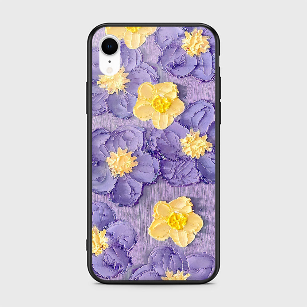 iPhone XR Cover - Floral Series - Design 8 - Pink & Yellow - HQ Ultra Shine Premium Infinity Glass Soft Silicon Borders Case