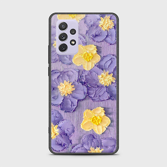 Samsung Galaxy A72 Cover - Floral Series - Design 8 - Pink & Yellow - HQ Ultra Shine Premium Infinity Glass Soft Silicon Borders Case (Fast Delivery)