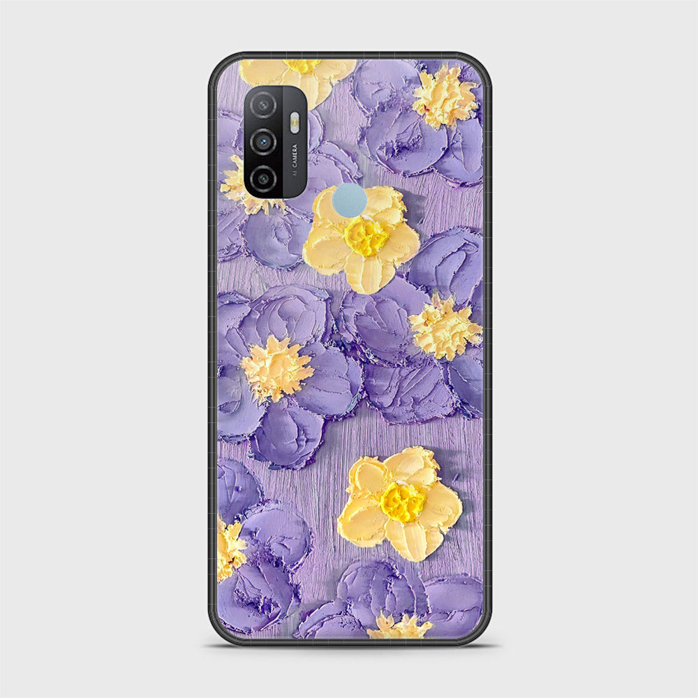 Oppo A53 Cover - Floral Series - Design 8 - Pink & Yellow - HQ Ultra Shine Premium Infinity Glass Soft Silicon Borders Case