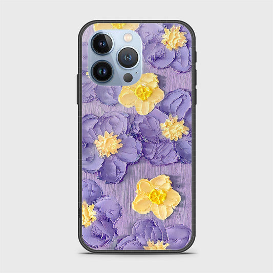 iPhone 13 Pro Cover - Floral Series - Design 8 - Pink & Yellow - HQ Ultra Shine Premium Infinity Glass Soft Silicon Borders Case