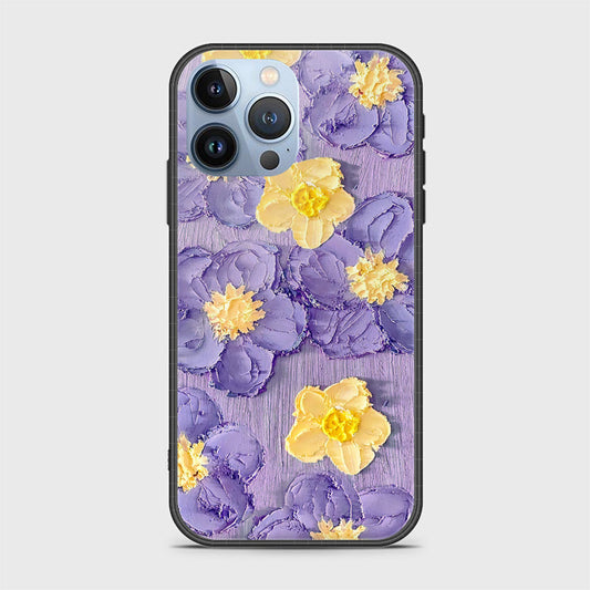 iPhone 13 Pro Max Cover - Floral Series - Design 8 - Pink & Yellow - HQ Ultra Shine Premium Infinity Glass Soft Silicon Borders Case