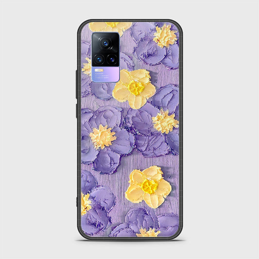 Vivo V21e Cover - Floral Series - Design 8 - Pink & Yellow - HQ Ultra Shine Premium Infinity Glass Soft Silicon Borders Case