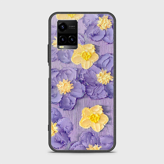 Vivo Y21 Cover - Floral Series - Design 8 - Pink & Yellow - HQ Ultra Shine Premium Infinity Glass Soft Silicon Borders Case