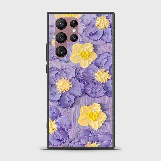 Samsung Galaxy S22 Ultra 5G Cover - Floral Series - Design 8 - Pink & Yellow - HQ Ultra Shine Premium Infinity Glass Soft Silicon Borders Case