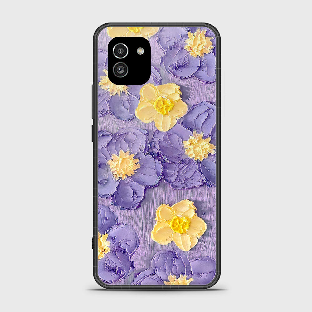 Samsung Galaxy A03 Cover - Floral Series - Design 8 - Pink & Yellow - HQ Ultra Shine Premium Infinity Glass Soft Silicon Borders Case