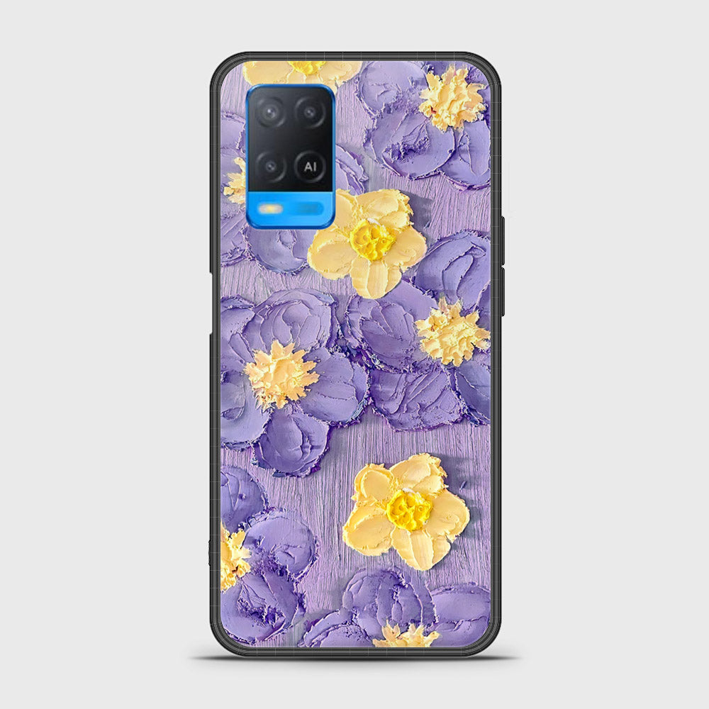 Oppo A54 4G Cover - Floral Series - Design 8 - Pink & Yellow - HQ Ultra Shine Premium Infinity Glass Soft Silicon Borders Case