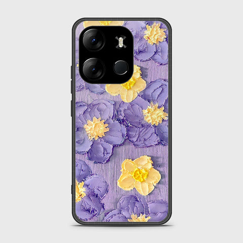 Tecno Pop 7 Pro Cover - Floral Series - Design 8 - Pink & Yellow - HQ Ultra Shine Premium Infinity Glass Soft Silicon Borders Case