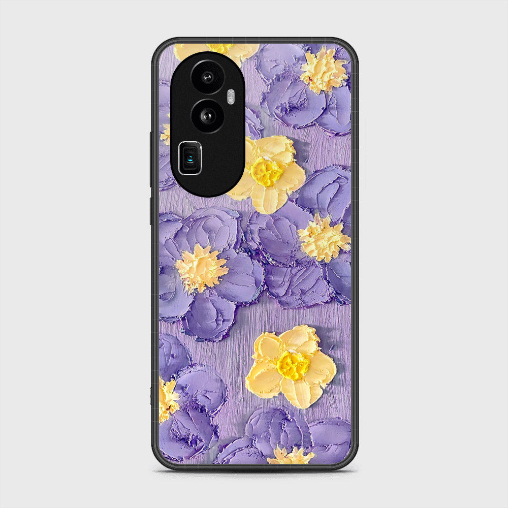 Oppo Reno 10 Plus Cover - Floral Series - Design 8 - Pink & Yellow - HQ Ultra Shine Premium Infinity Glass Soft Silicon Borders Case (Fast Delivery)