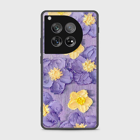 OnePlus 12 Cover - Floral Series - Design 8 - Pink & Yellow - HQ Ultra Shine Premium Infinity Glass Soft Silicon Borders Case