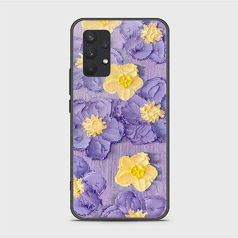 Samsung Galaxy A32 Cover - Floral Series - Design 8 - Pink & Yellow - HQ Ultra Shine Premium Infinity Glass Soft Silicon Borders Case