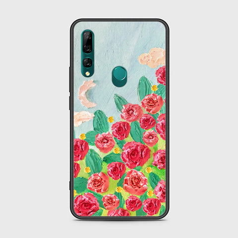 Huawei Y9 Prime 2019 Cover - Floral Series - Design 10 - Red & Green - HQ Ultra Shine Premium Infinity Glass Soft Silicon Borders Case