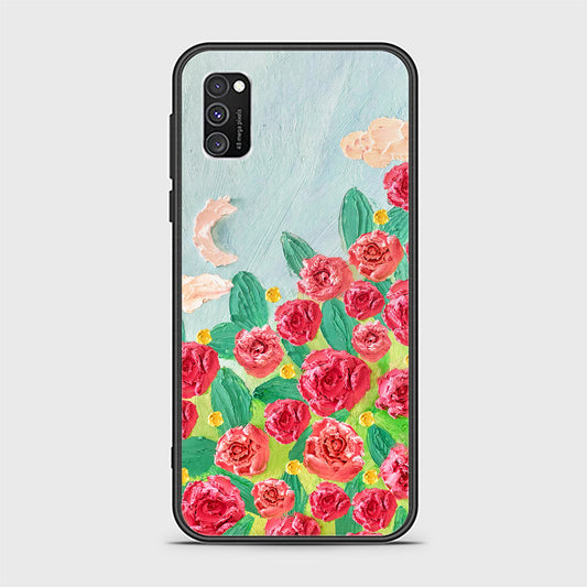 Samsung Galaxy A02s Cover - Floral Series - Design 10 - Red & Green - HQ Ultra Shine Premium Infinity Glass Soft Silicon Borders Case