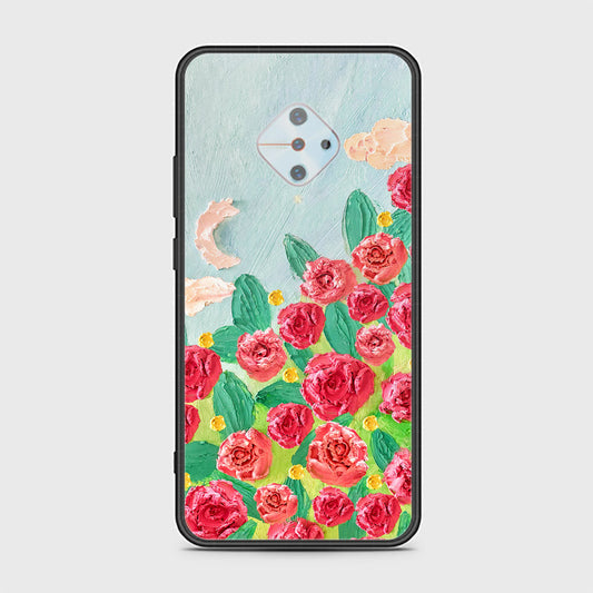 Vivo S1 Pro Cover - Floral Series - Design 10 - Red & Green - HQ Ultra Shine Premium Infinity Glass Soft Silicon Borders Case