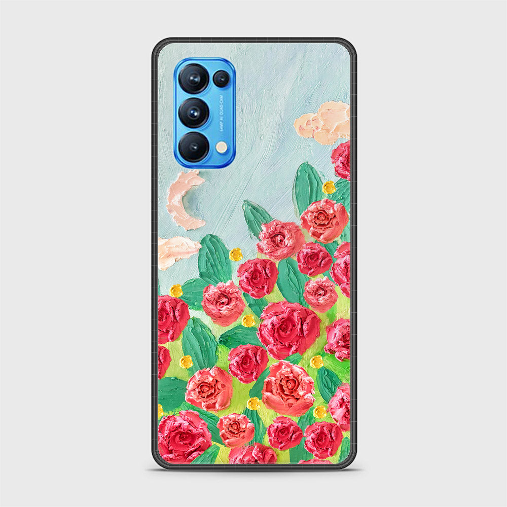 Oppo Reno 5 Pro Cover - Floral Series - Design 10 - Red & Green - HQ Ultra Shine Premium Infinity Glass Soft Silicon Borders Case