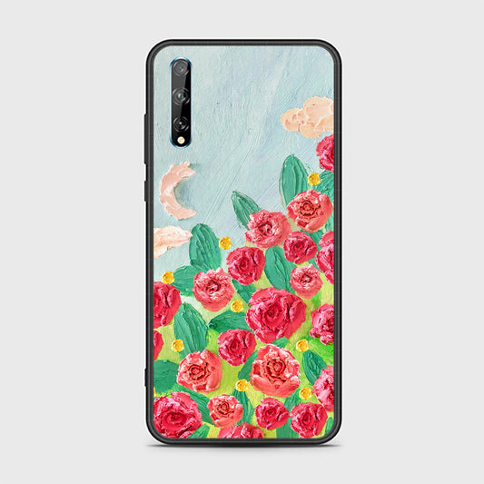 Huawei Y8p Cover - Floral Series - Design 10 - Red & Green - HQ Ultra Shine Premium Infinity Glass Soft Silicon Borders Case