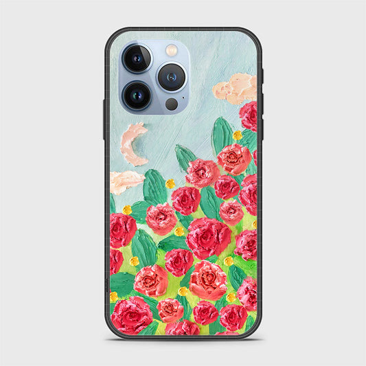 iPhone 13 Pro Cover - Floral Series - Design 10 - Red & Green - HQ Ultra Shine Premium Infinity Glass Soft Silicon Borders Case
