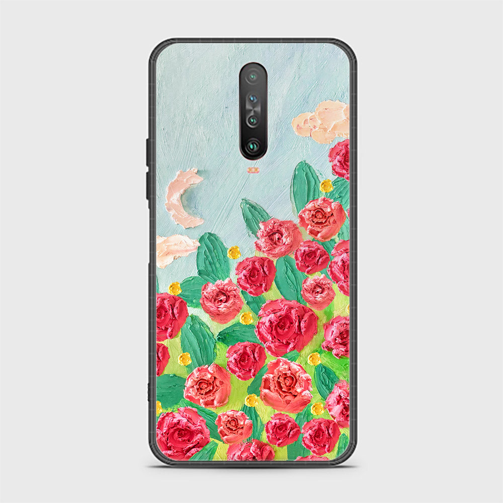 Xiaomi Poco X2 Cover - Floral Series - Design 10 - Red & Green - HQ Ultra Shine Premium Infinity Glass Soft Silicon Borders Case