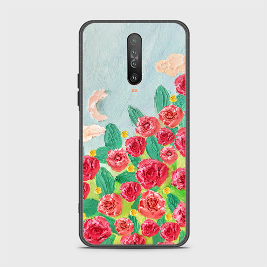 Xiaomi Poco X2 Cover - Floral Series - Design 10 - Red & Green - HQ Ultra Shine Premium Infinity Glass Soft Silicon Borders Case