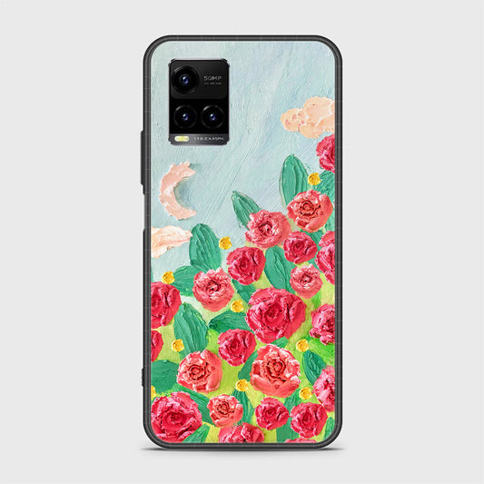 Vivo Y21 Cover - Floral Series - Design 10 - Red & Green - HQ Ultra Shine Premium Infinity Glass Soft Silicon Borders Case