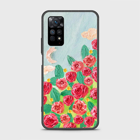 Xiaomi Redmi Note 11S Cover - Floral Series - Design 10 - Red & Green - HQ Ultra Shine Premium Infinity Glass Soft Silicon Borders Case