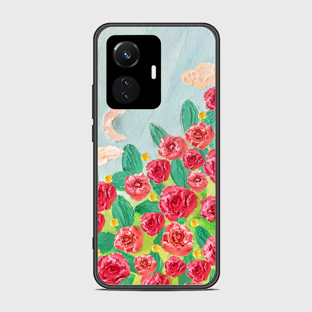 Vivo Y55 4G Cover - Floral Series - Design 10 - Red & Green - HQ Ultra Shine Premium Infinity Glass Soft Silicon Borders Case