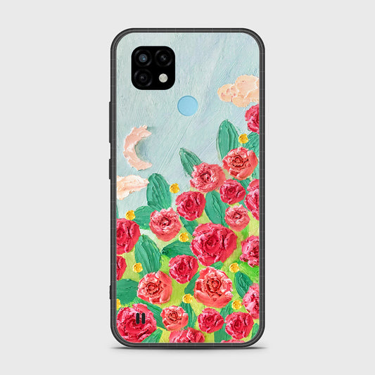 Realme C21 Cover - Floral Series - Design 10 - Red & Green - HQ Premium Shine Durable Shatterproof Case